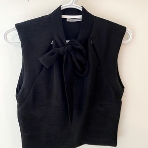Zara bow neck top, size M, black